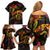 New Caledonia Family Matching Off Shoulder Short Dress and Hawaiian Shirt Octopus Plumeria Polynesian Tattoo