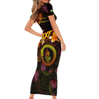 New Caledonia Family Matching Short Sleeve Bodycon Dress and Hawaiian Shirt Octopus Plumeria Polynesian Tattoo DT02 - Polynesian Pride