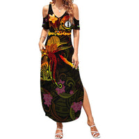 New Caledonia Family Matching Summer Maxi Dress and Hawaiian Shirt Octopus Plumeria Polynesian Tattoo DT02 Mom's Dress Black - Polynesian Pride