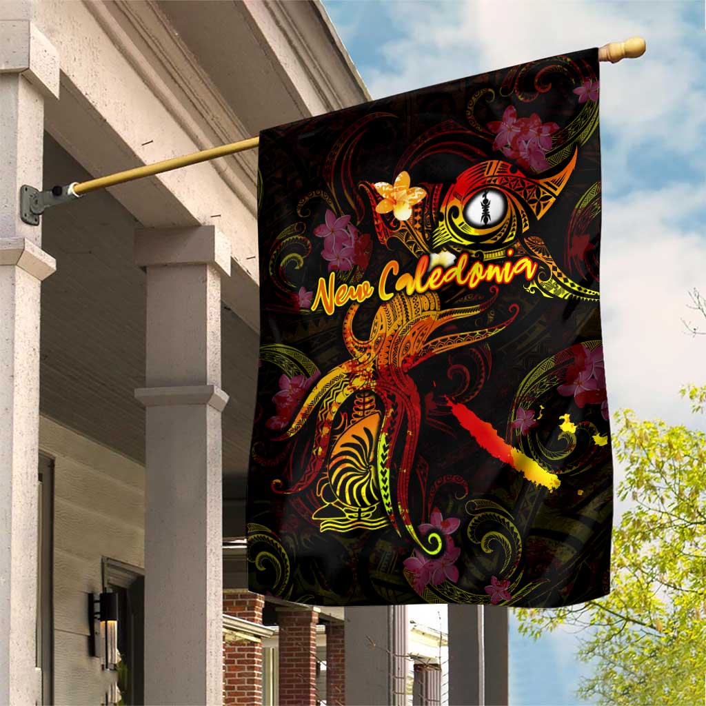 New Caledonia Garden Flag Octopus Plumeria Polynesian Tattoo