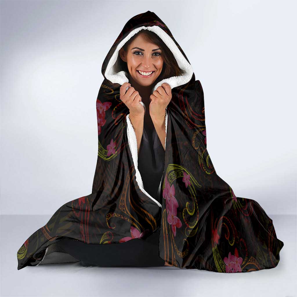 New Caledonia Hooded Blanket Octopus Plumeria Polynesian Tattoo
