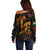 New Caledonia Off Shoulder Sweater Octopus Plumeria Polynesian Tattoo