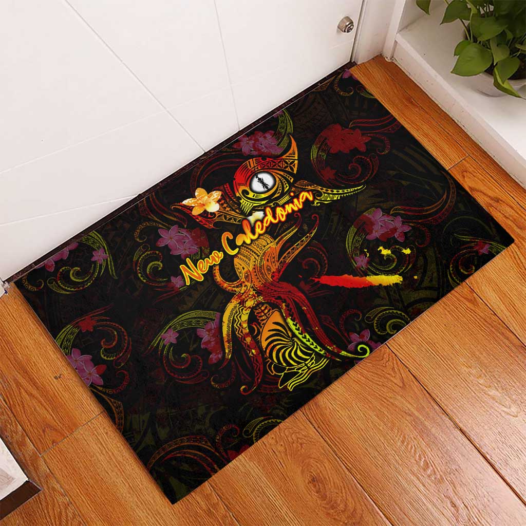 New Caledonia Rubber Doormat Octopus Plumeria Polynesian Tattoo