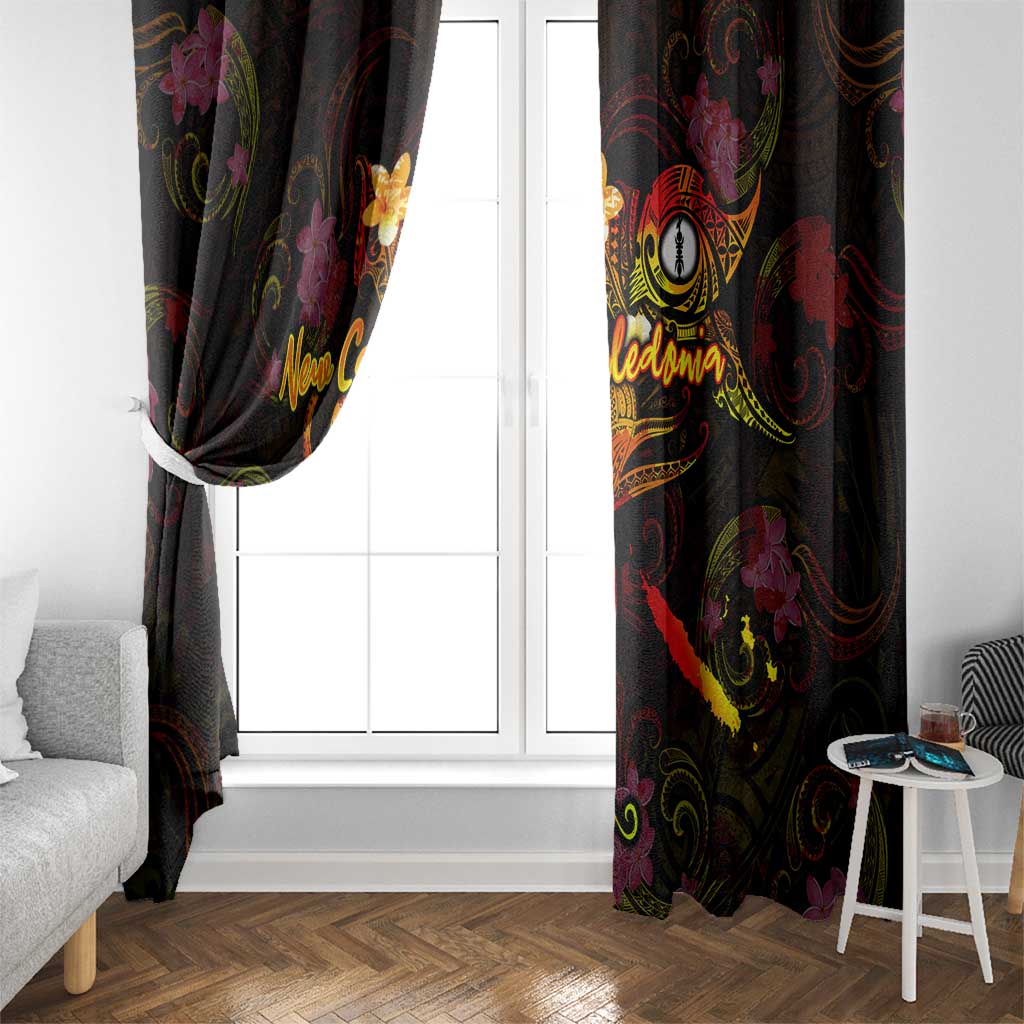 New Caledonia Window Curtain Octopus Plumeria Polynesian Tattoo