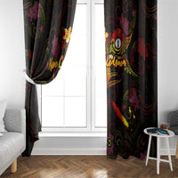 New Caledonia Window Curtain Octopus Plumeria Polynesian Tattoo