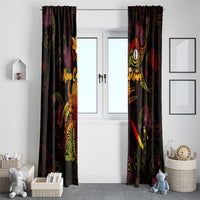 New Caledonia Window Curtain Octopus Plumeria Polynesian Tattoo