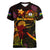 New Caledonia Women V-Neck T-Shirt Octopus Plumeria Polynesian Tattoo