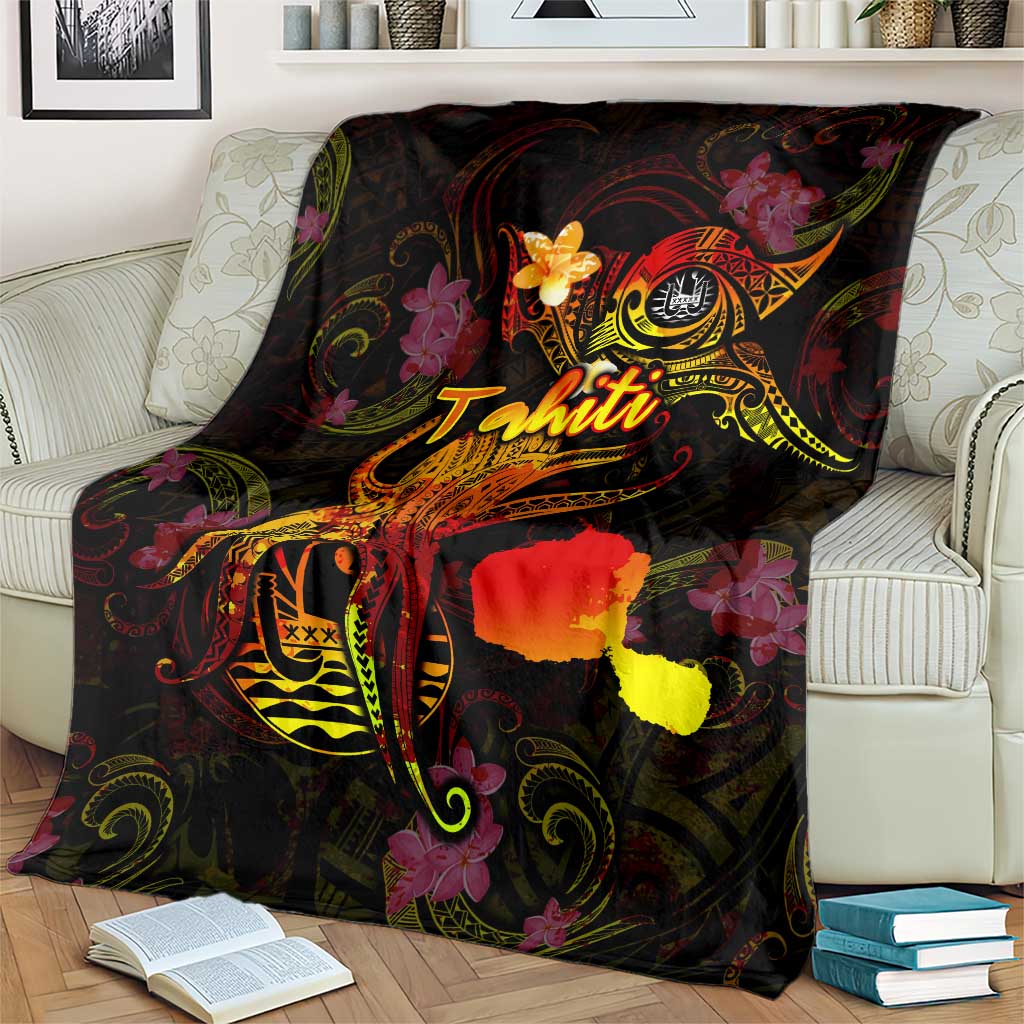 Tahiti French Polynesia Blanket Octopus Plumeria Polynesian Tattoo
