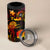 Tahiti French Polynesia 4 in 1 Can Cooler Tumbler Octopus Plumeria Polynesian Tattoo