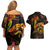 Tahiti French Polynesia Couples Matching Off Shoulder Short Dress and Hawaiian Shirt Octopus Plumeria Polynesian Tattoo