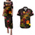 Tahiti French Polynesia Couples Matching Puletasi and Hawaiian Shirt Octopus Plumeria Polynesian Tattoo