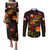 Tahiti French Polynesia Couples Matching Puletasi and Long Sleeve Button Shirt Octopus Plumeria Polynesian Tattoo