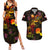 Tahiti French Polynesia Couples Matching Summer Maxi Dress and Hawaiian Shirt Octopus Plumeria Polynesian Tattoo
