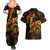 Tahiti French Polynesia Couples Matching Summer Maxi Dress and Hawaiian Shirt Octopus Plumeria Polynesian Tattoo