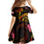 Tahiti French Polynesia Family Matching Off The Shoulder Long Sleeve Dress and Hawaiian Shirt Octopus Plumeria Polynesian Tattoo