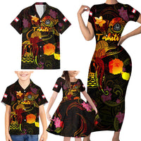 Tahiti French Polynesia Family Matching Short Sleeve Bodycon Dress and Hawaiian Shirt Octopus Plumeria Polynesian Tattoo DT02 - Polynesian Pride