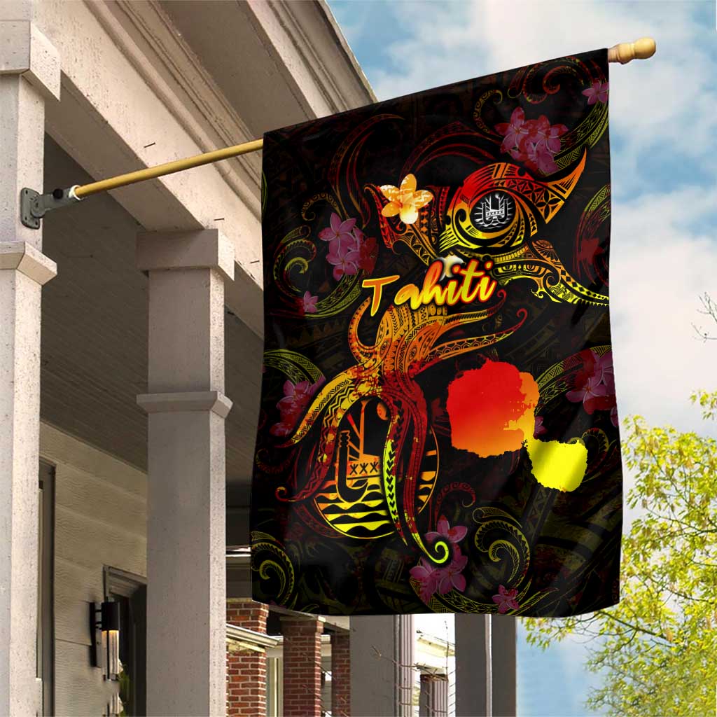 Tahiti French Polynesia Garden Flag Octopus Plumeria Polynesian Tattoo