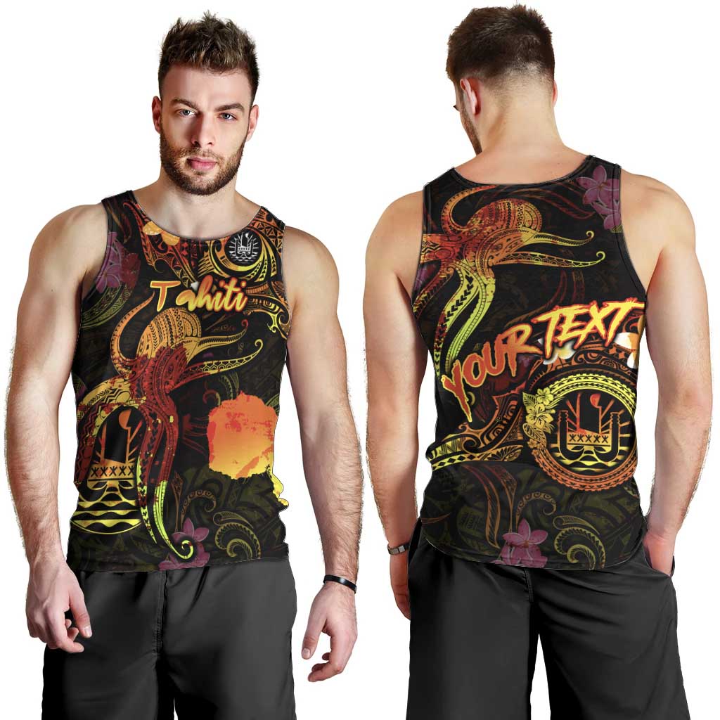 Tahiti French Polynesia Men Tank Top Octopus Plumeria Polynesian Tattoo