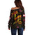 Tahiti French Polynesia Off Shoulder Sweater Octopus Plumeria Polynesian Tattoo