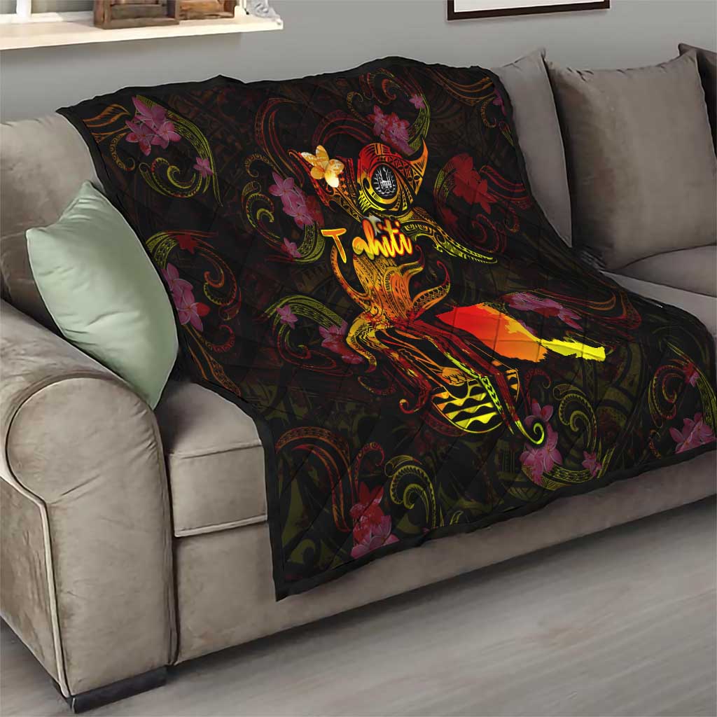 Tahiti French Polynesia Quilt Octopus Plumeria Polynesian Tattoo