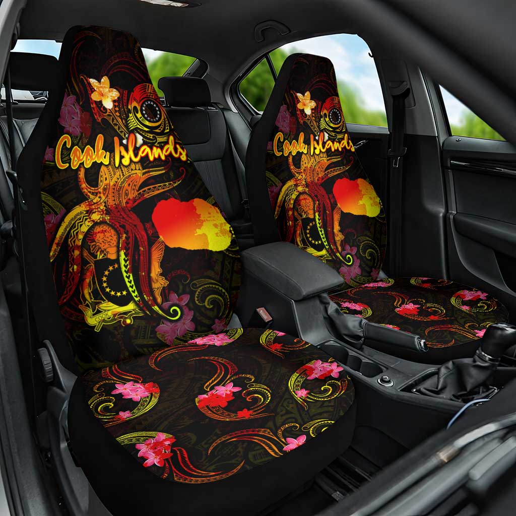 Cook Islands Car Seat Cover Octopus Plumeria Polynesian Tattoo