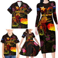 Cook Islands Family Matching Long Sleeve Bodycon Dress and Hawaiian Shirt Octopus Plumeria Polynesian Tattoo DT02 - Polynesian Pride