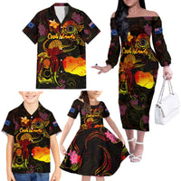 Cook Islands Family Matching Off The Shoulder Long Sleeve Dress and Hawaiian Shirt Octopus Plumeria Polynesian Tattoo DT02 - Polynesian Pride