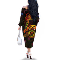 Cook Islands Family Matching Off The Shoulder Long Sleeve Dress and Hawaiian Shirt Octopus Plumeria Polynesian Tattoo DT02 - Polynesian Pride