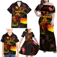 Cook Islands Family Matching Off Shoulder Maxi Dress and Hawaiian Shirt Octopus Plumeria Polynesian Tattoo DT02 - Polynesian Pride