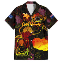 Cook Islands Family Matching Off Shoulder Maxi Dress and Hawaiian Shirt Octopus Plumeria Polynesian Tattoo DT02 Dad's Shirt - Short Sleeve Black - Polynesian Pride