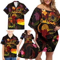 Cook Islands Family Matching Off Shoulder Short Dress and Hawaiian Shirt Octopus Plumeria Polynesian Tattoo DT02 - Polynesian Pride