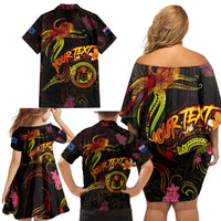 Cook Islands Family Matching Off Shoulder Short Dress and Hawaiian Shirt Octopus Plumeria Polynesian Tattoo DT02 - Polynesian Pride