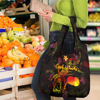 Cook Islands Grocery Bag Octopus Plumeria Polynesian Tattoo