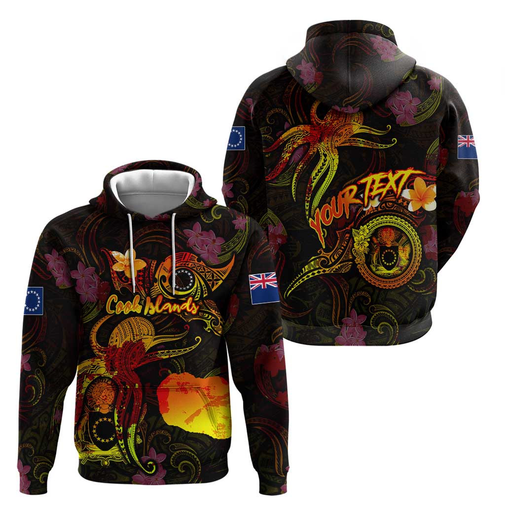Cook Islands Hoodie Octopus Plumeria Polynesian Tattoo