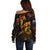 Cook Islands Off Shoulder Sweater Octopus Plumeria Polynesian Tattoo