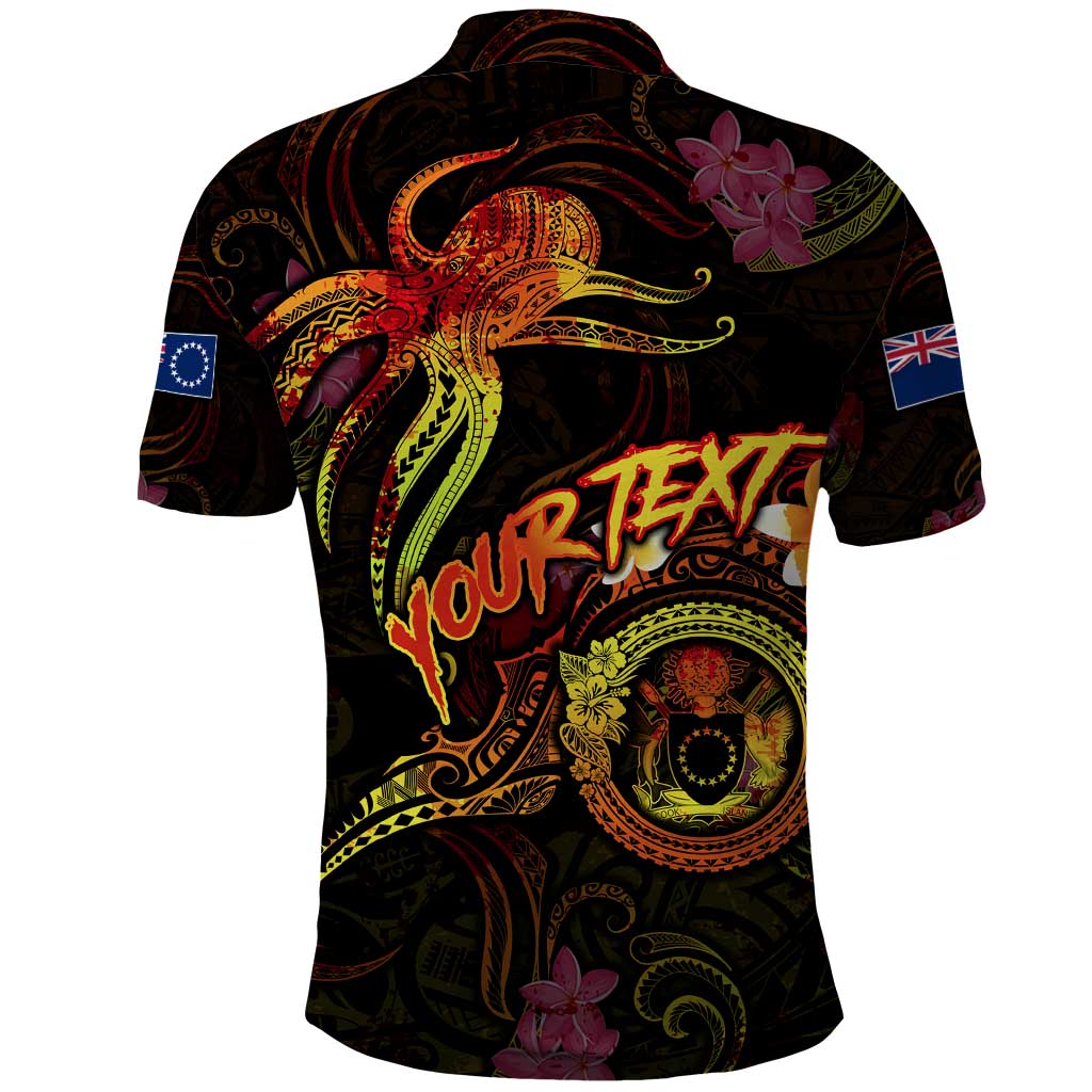 Cook Islands Polo Shirt Octopus Plumeria Polynesian Tattoo