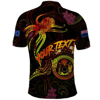 Cook Islands Polo Shirt Octopus Plumeria Polynesian Tattoo