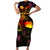 Cook Islands Short Sleeve Bodycon Dress Octopus Plumeria Polynesian Tattoo