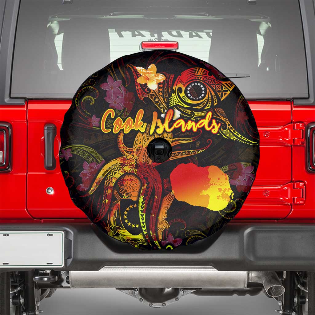 Cook Islands Spare Tire Cover Octopus Plumeria Polynesian Tattoo