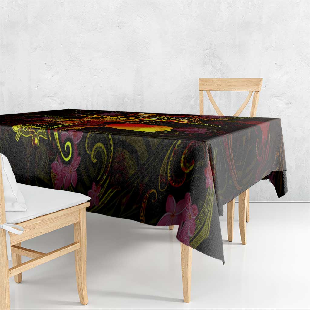 Cook Islands Tablecloth Octopus Plumeria Polynesian Tattoo