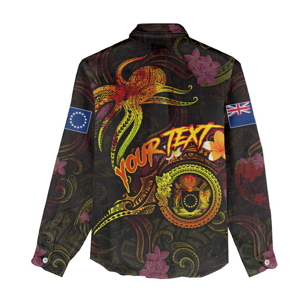 Cook Islands Women Casual Shirt Octopus Plumeria Polynesian Tattoo