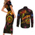 Nauru Couples Matching Short Sleeve Bodycon Dress and Long Sleeve Button Shirt Octopus Plumeria Polynesian Tattoo