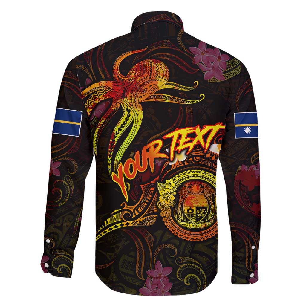 Nauru Family Matching Long Sleeve Bodycon Dress and Hawaiian Shirt Octopus Plumeria Polynesian Tattoo DT02 - Polynesian Pride