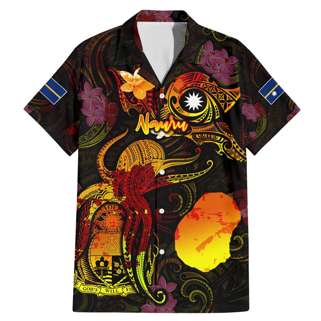 Nauru Family Matching Mermaid Dress and Hawaiian Shirt Octopus Plumeria Polynesian Tattoo DT02 Dad's Shirt - Short Sleeve Black - Polynesian Pride