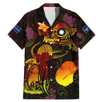 Nauru Family Matching Mermaid Dress and Hawaiian Shirt Octopus Plumeria Polynesian Tattoo DT02 Dad's Shirt - Short Sleeve Black - Polynesian Pride