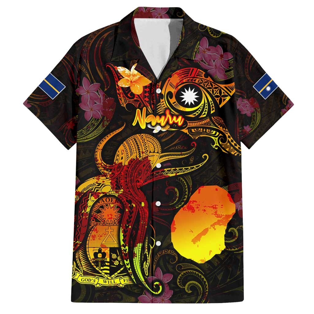 Nauru Family Matching Off Shoulder Maxi Dress and Hawaiian Shirt Octopus Plumeria Polynesian Tattoo