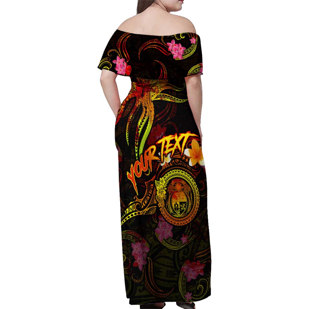 Nauru Family Matching Off Shoulder Maxi Dress and Hawaiian Shirt Octopus Plumeria Polynesian Tattoo