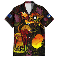 Nauru Family Matching Short Sleeve Bodycon Dress and Hawaiian Shirt Octopus Plumeria Polynesian Tattoo DT02 Dad's Shirt - Short Sleeve Black - Polynesian Pride