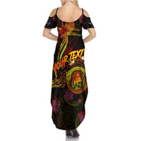 Nauru Family Matching Summer Maxi Dress and Hawaiian Shirt Octopus Plumeria Polynesian Tattoo
