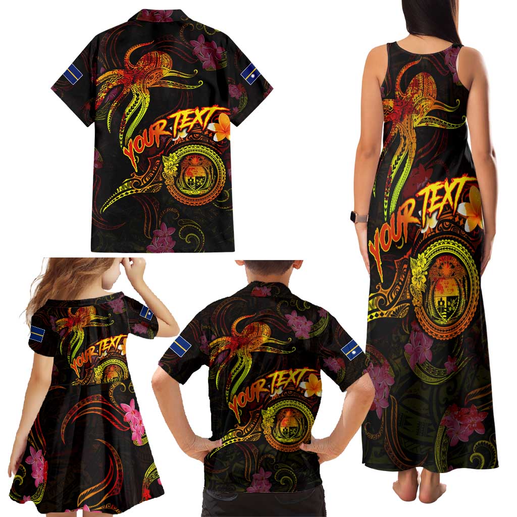 Nauru Family Matching Tank Maxi Dress and Hawaiian Shirt Octopus Plumeria Polynesian Tattoo DT02 - Polynesian Pride